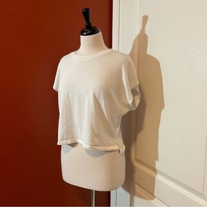 Elie Tahari Cream White Pima Cotton Minimalism Modal‎ Lightweight Stretchy Top